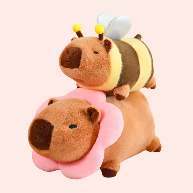 Capybara Bee Toast Plushie Lying Plush Doll Toast Lazy Cute