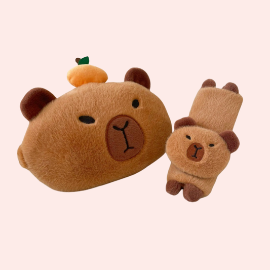 Capybara Car Pillow Khaki Cute Neck Pillow Car Car Pillow Automotive Headrest Shoulder Cover Car Supplies