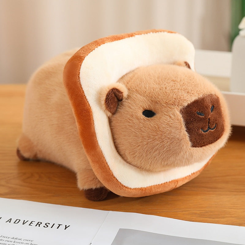 Capybara Bee Toast Plushie Lying Plush Doll Toast Lazy Cute