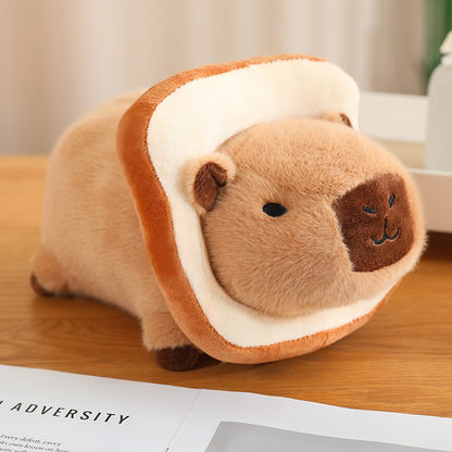 Capybara Bee Toast Plushie Lying Plush Doll Toast Lazy Cute