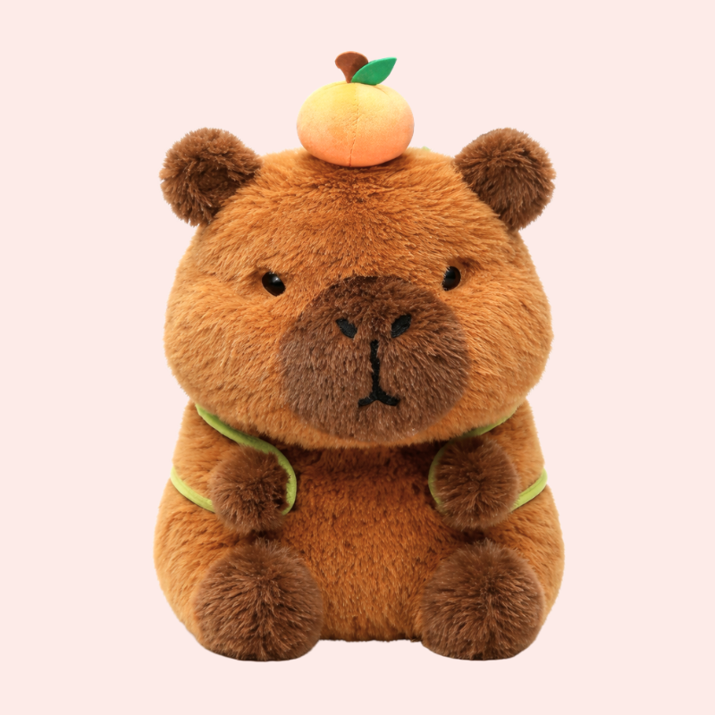 Capybara Tangerine Sitting Backpack Small Capybara Doll Plush Toys Cute Guinea Pig Doll Ragdoll Gift