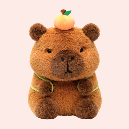 Capybara Tangerine Sitting Backpack Small Capybara Doll Plush Toys Cute Guinea Pig Doll Ragdoll Gift