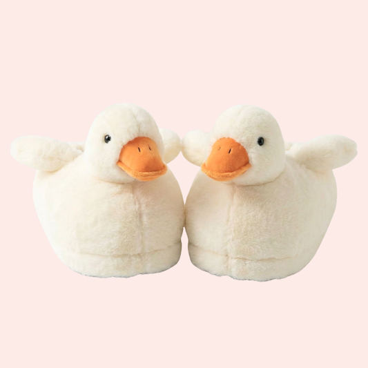 Silly Duck Fluffy Slippers Women's Thick Bottom Outdoor Thermal Cotton Slippers