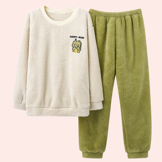 Coral Velvet Pajamas Men's Winter Thicken Thermal Pullover Round Neck Flannel Home Wear