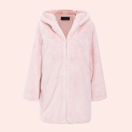 Cozy Faux Fur Plush Hooded Fur Coat Women's Fluffy Coat