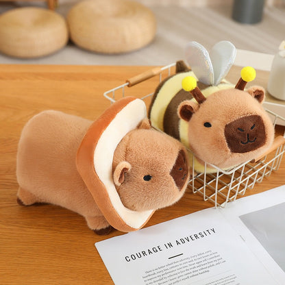 Capybara Bee Toast Plushie Lying Plush Doll Toast Lazy Cute